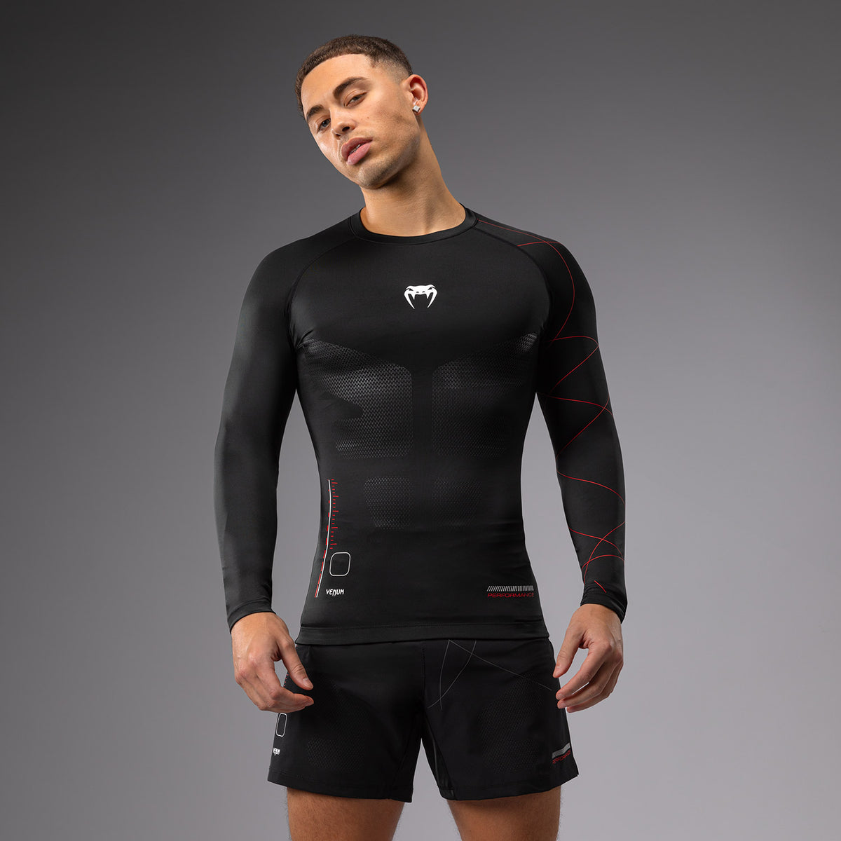 Rashguard Manches Longues Venum Tactical XT- Noir/Rouge Feu - product-type_T-Shirts de Compression