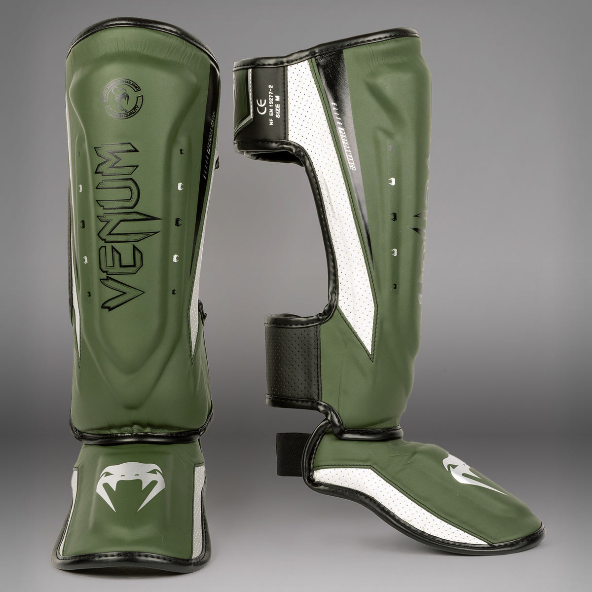 Protège-Tibias Venum Elite Evo - Kaki/Argent - product-type_Protège-tibias