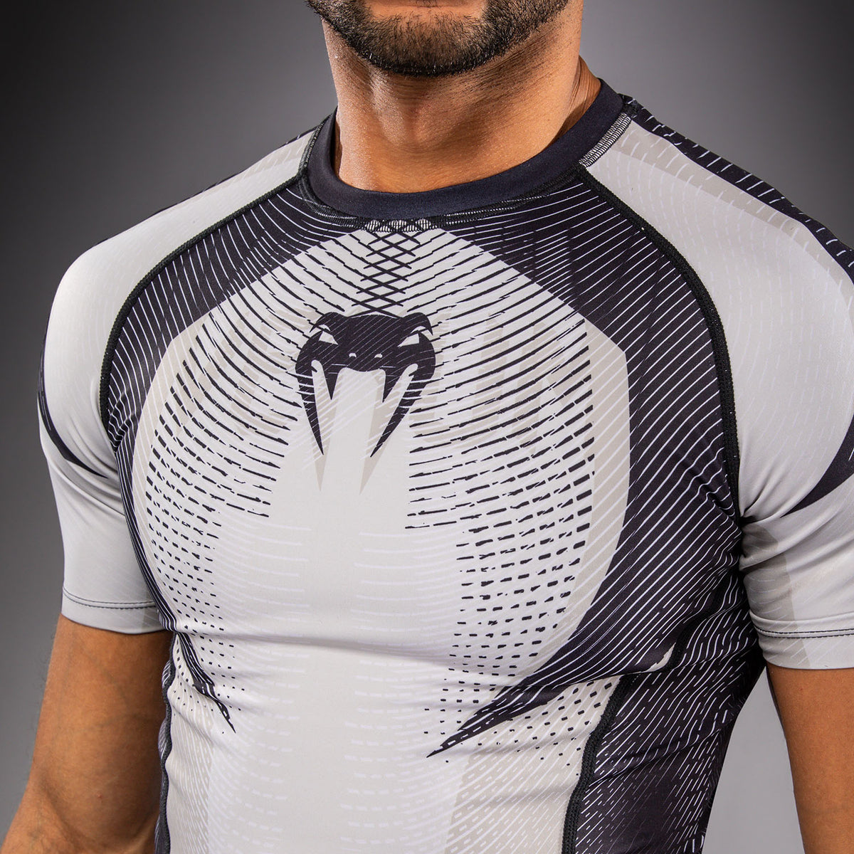 Rashguard à Manches Courtes Venum Galactic 3.0 - Blanc Cassé/Noir - product-type_T-Shirts de Compression