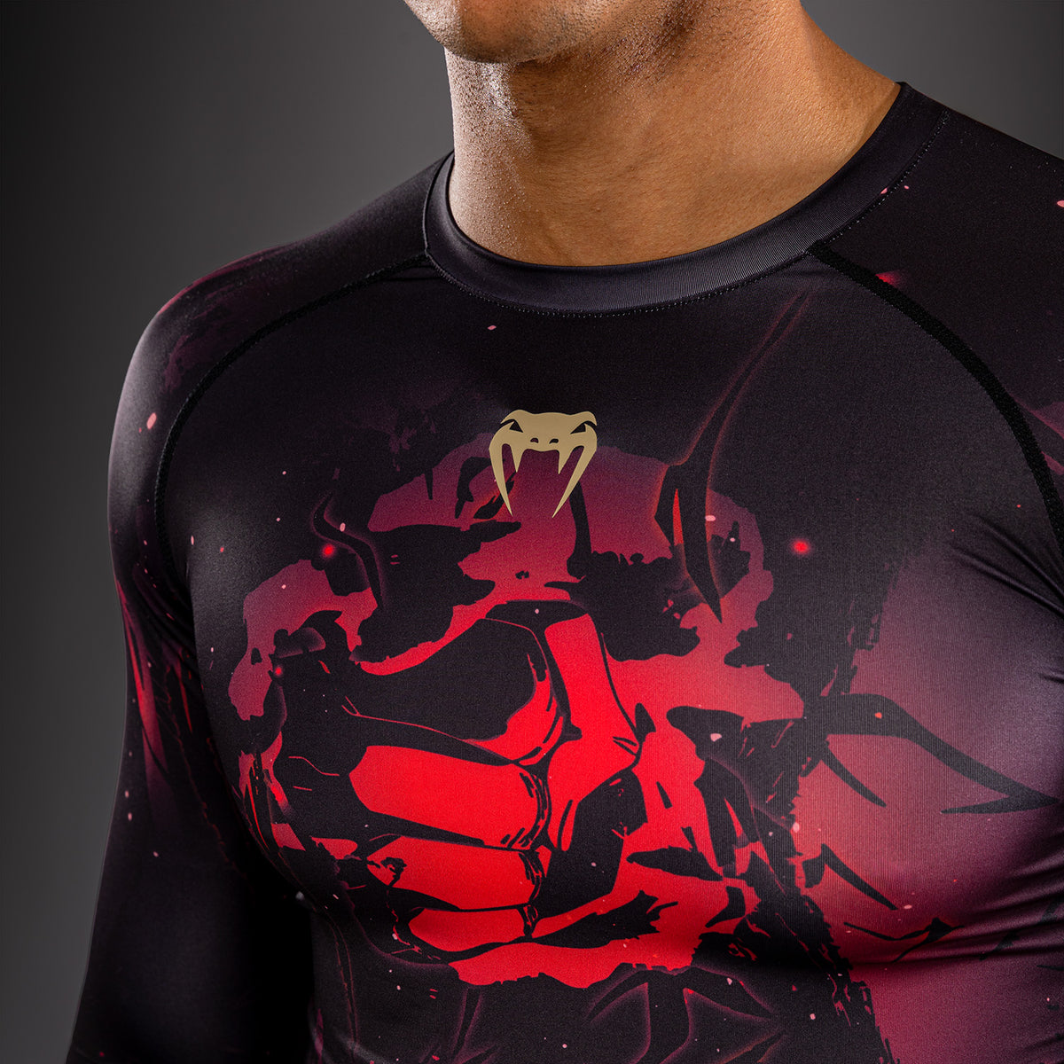 Rashguard à Manches Longues Itadori Jujutsu Kaisen x Venum – Noir/Rouge