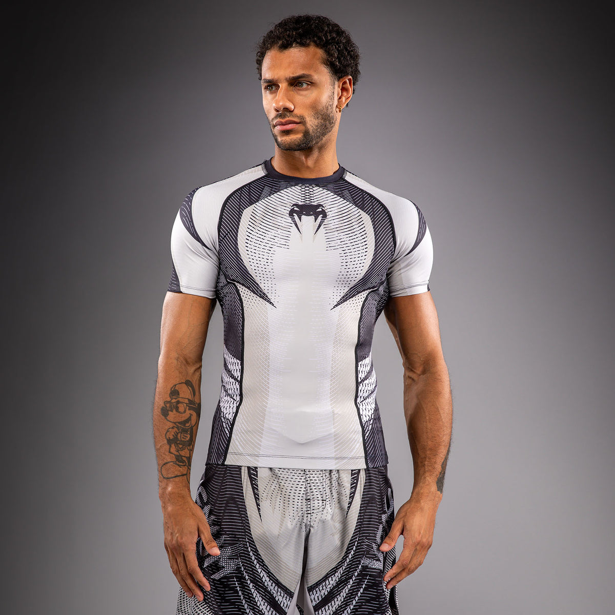 Rashguard à Manches Courtes Venum Galactic 3.0 - Blanc Cassé/Noir - product-type_T-Shirts de Compression