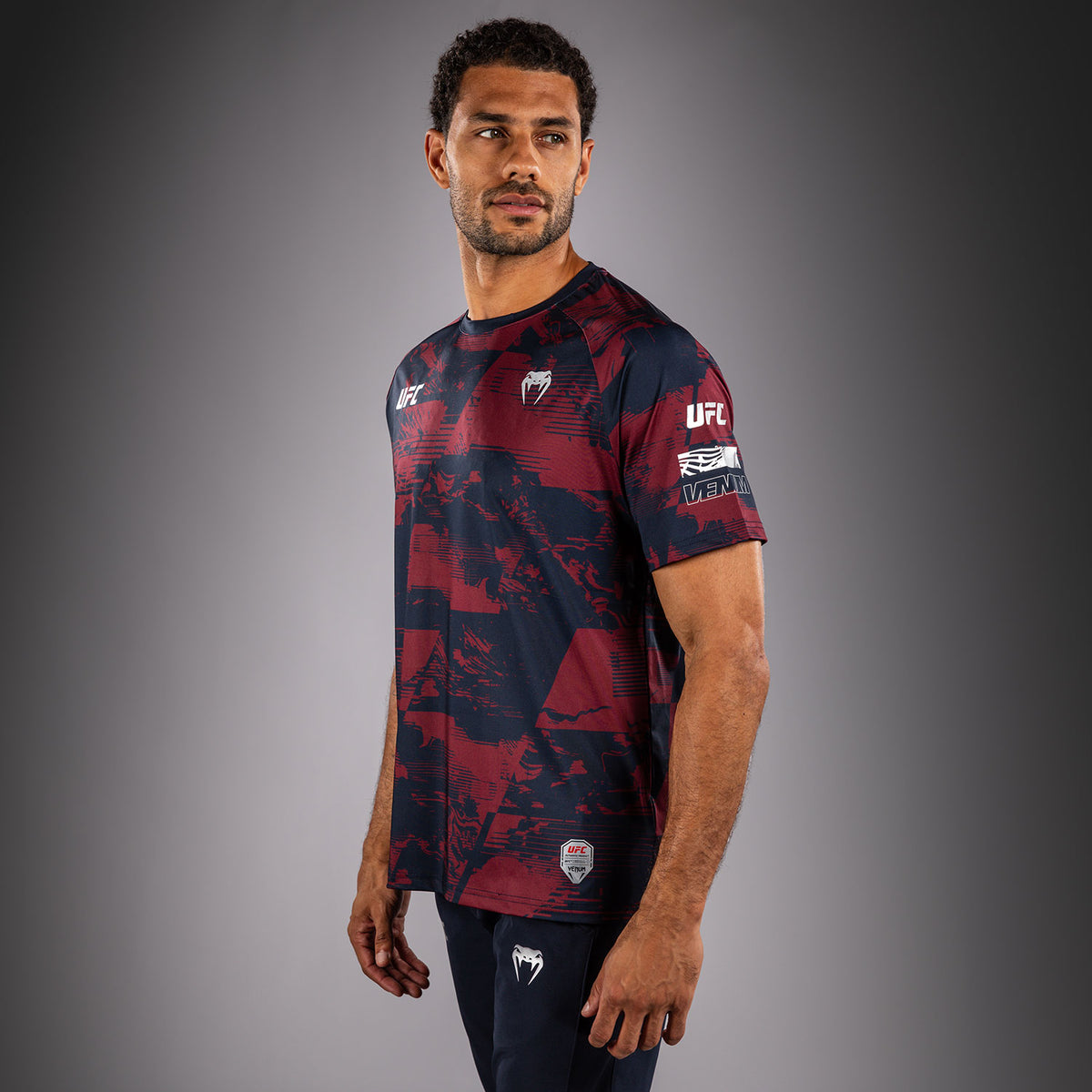 T-shirt manches courtes Performance Homme UFC Zenith by Venum Authentic Fight Week - Bleu marine/Bordeaux/Argent - product-type_T-Shirts Dry Tech