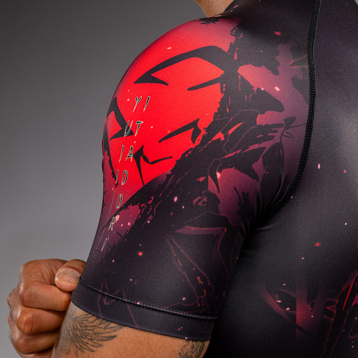 Rashguard à Manches Courtes Itadori Jujutsu Kaisen x Venum – Noir/Rouge
