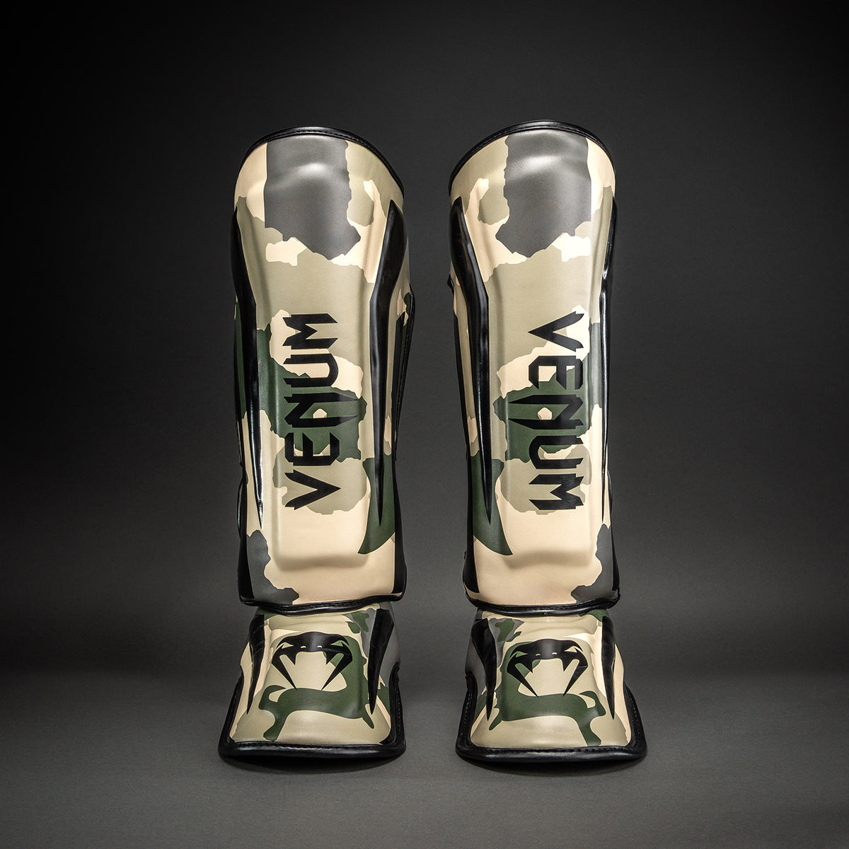 Protège-tibias Venum Elite Camo - Kaki/Blanc Cassé