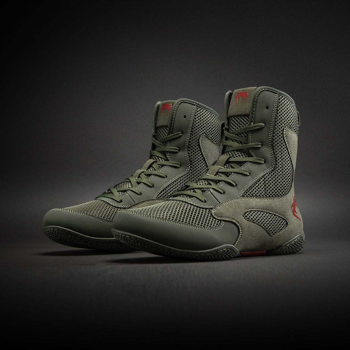 Chaussures de boxe Venum Contender - Kaki/Rouge - product-type_Chaussures de boxe
