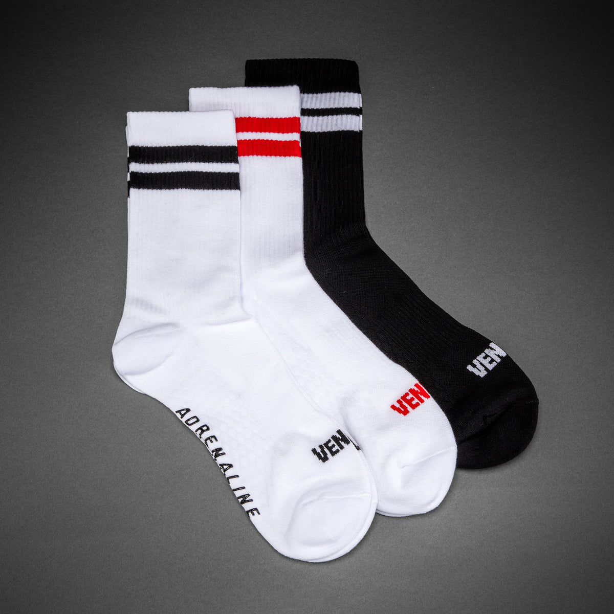 Chaussettes montantes lot de 3 paires Venum Adrenaline - Noir/Blanc/Rouge - product-type_Chaussettes