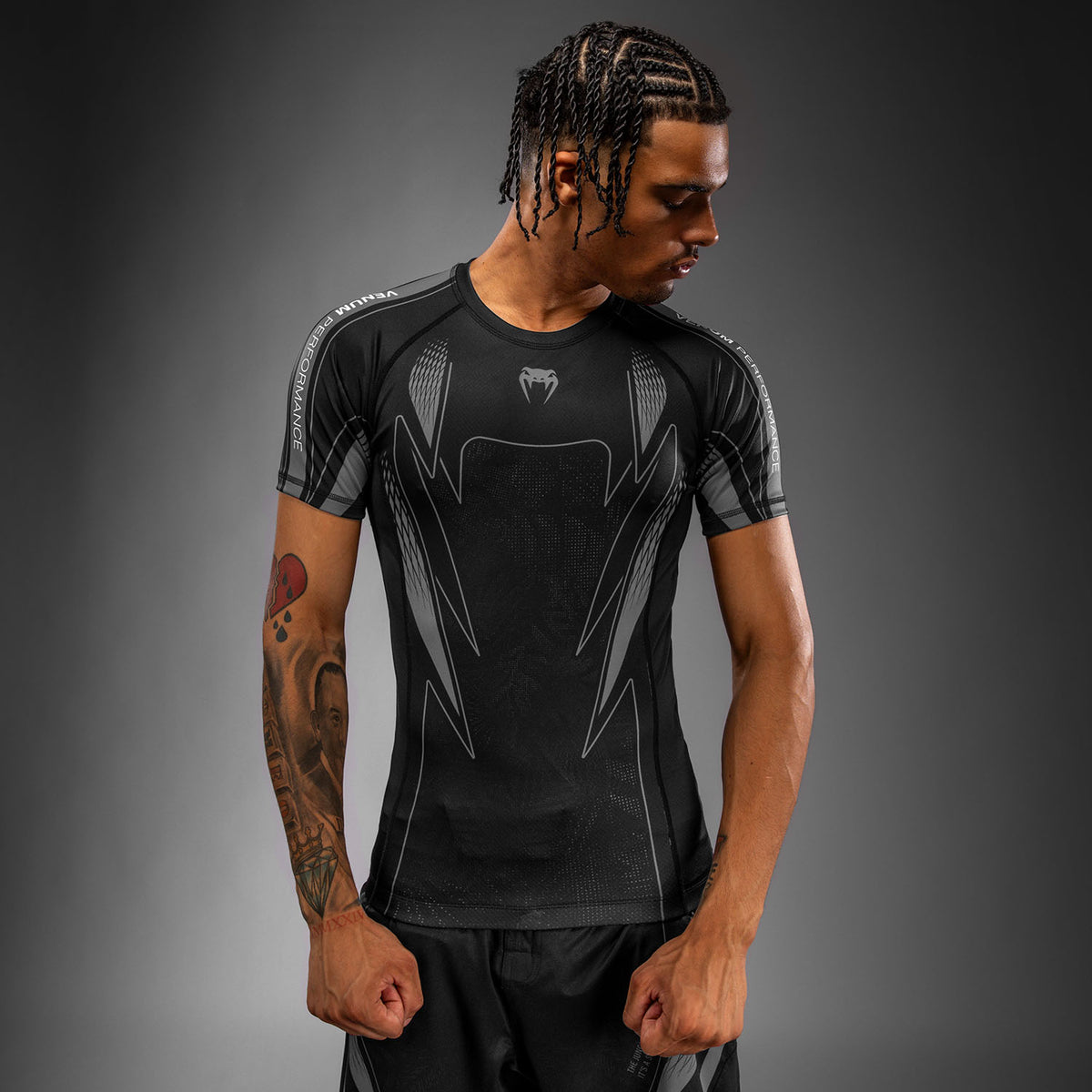 Rashguard à manches courtes Venum Amazonia Reborn - Noir/Gris - product-type_T-Shirts de Compression